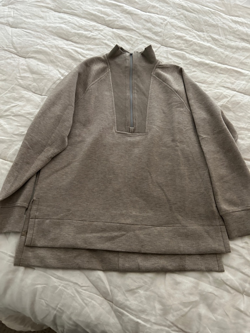 SPANX AirEssentials® Brushed Half Zip Tunic medium birch heather tan beige